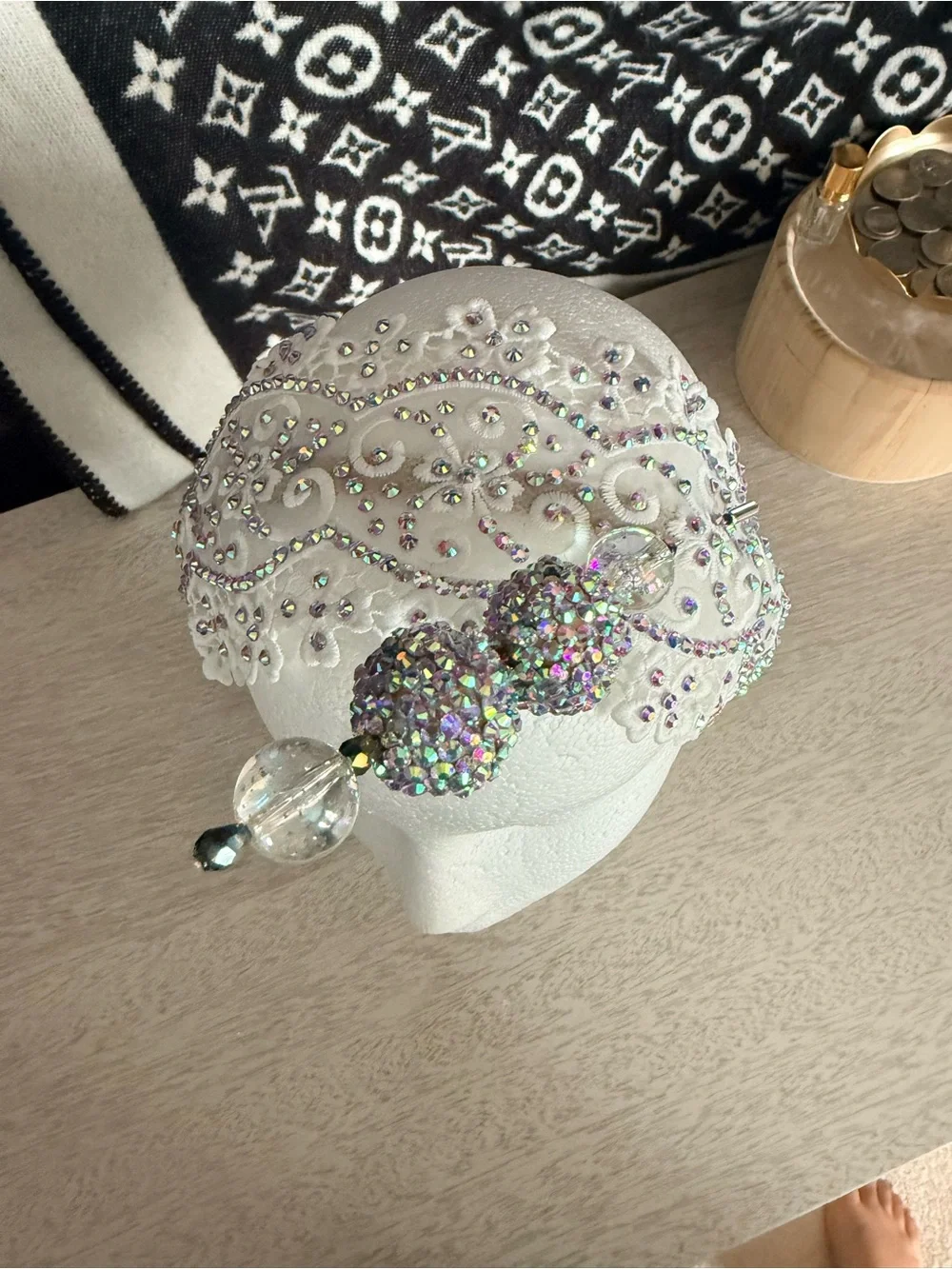 Embellished White Iridescent Crystal Headband